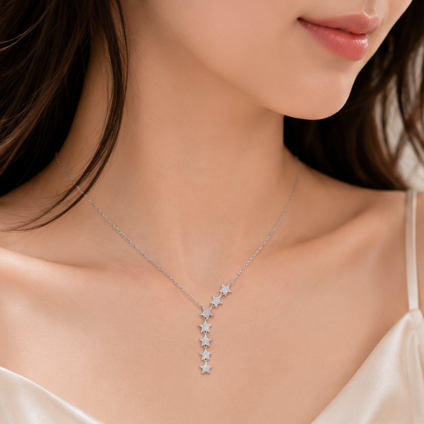 Midnight Galaxy Drop Moissanite Necklace