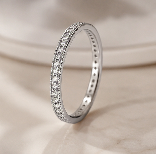 Vintage-Inspired Diamond Stackable Ring